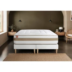 Ensemble Ressorts ensachés et mémoire de forme de confort Equilibré avec sommier tapissier