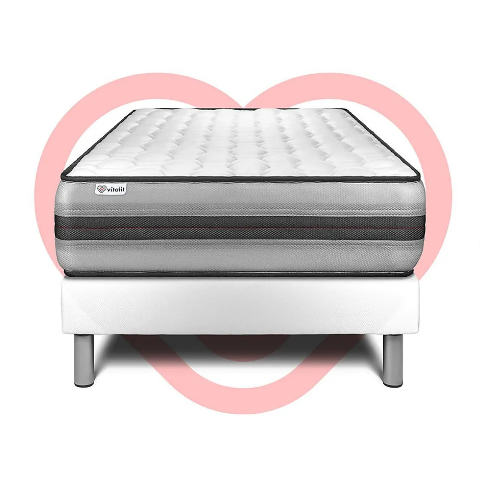 Ensemble Ressorts ensachés et mémoire de forme de confort Equilibré avec sommier kit