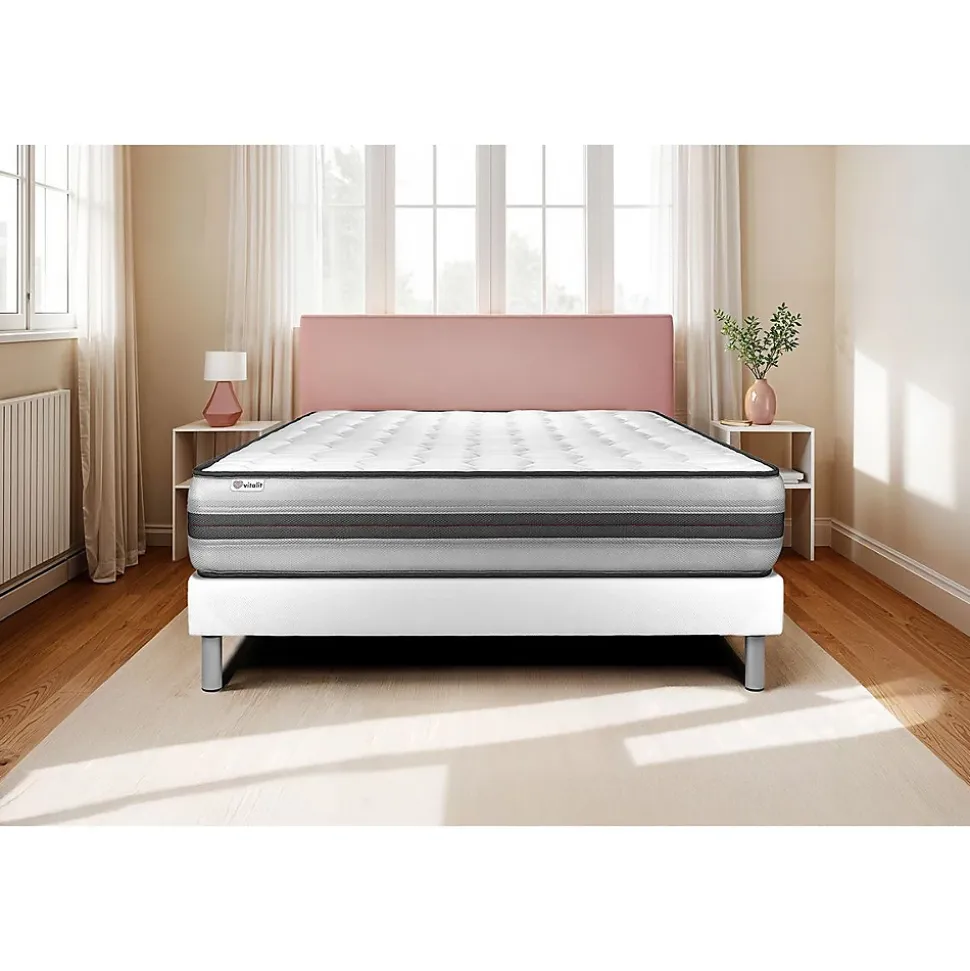 Ensemble Ressorts ensachés et mémoire de forme de confort Equilibré avec sommier kit