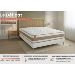 Ensemble Ressorts ensachés et mémoire de forme de confort Equilibré avec sommier kit