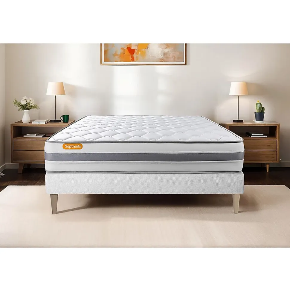 Ensemble Ressorts ensachés et mémoire de forme de confort Ferme avec sommier tapissier