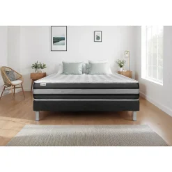 Ensemble Ressorts ensachés et mémoire de forme de confort Ferme avec sommier tapissier