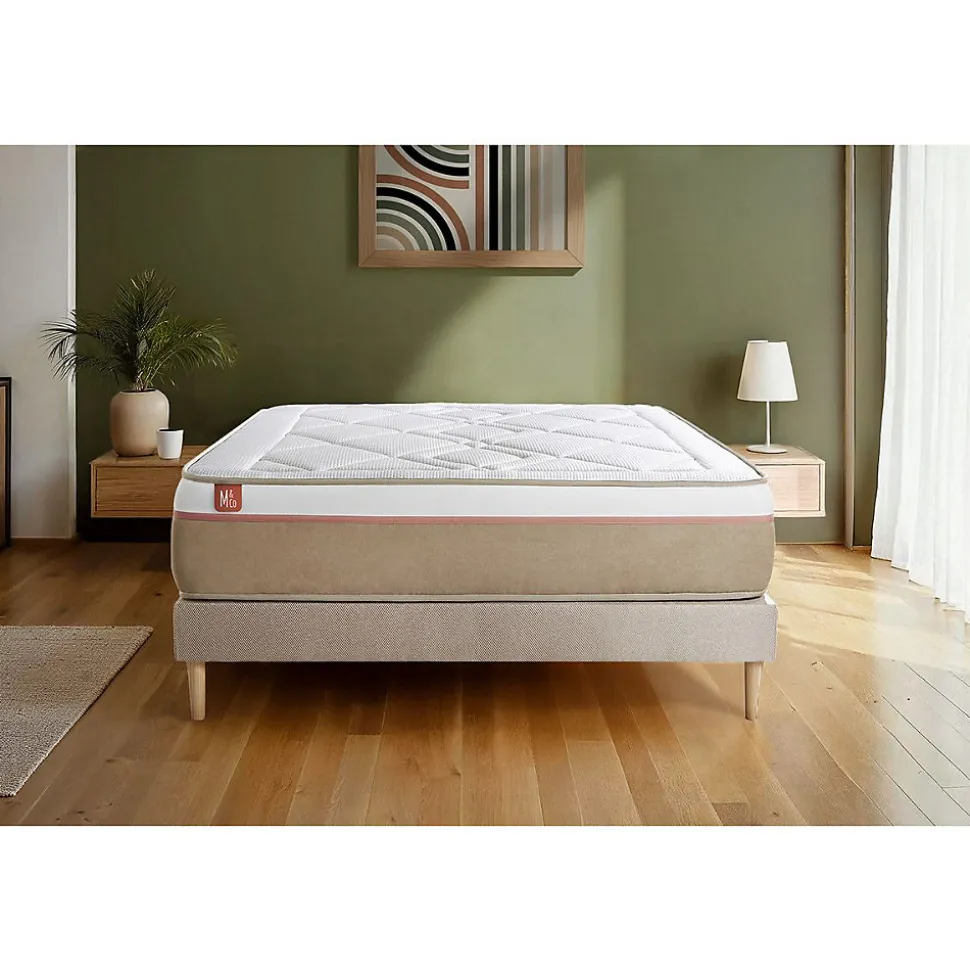 Ensemble Ressorts ensachés et mémoire de forme de confort Equilibré avec sommier kit