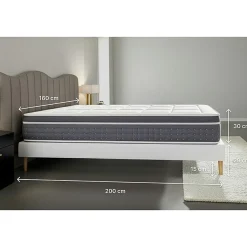 Ensemble Ressorts ensachés et mémoire de forme de confort Equilibré avec sommier tapissier