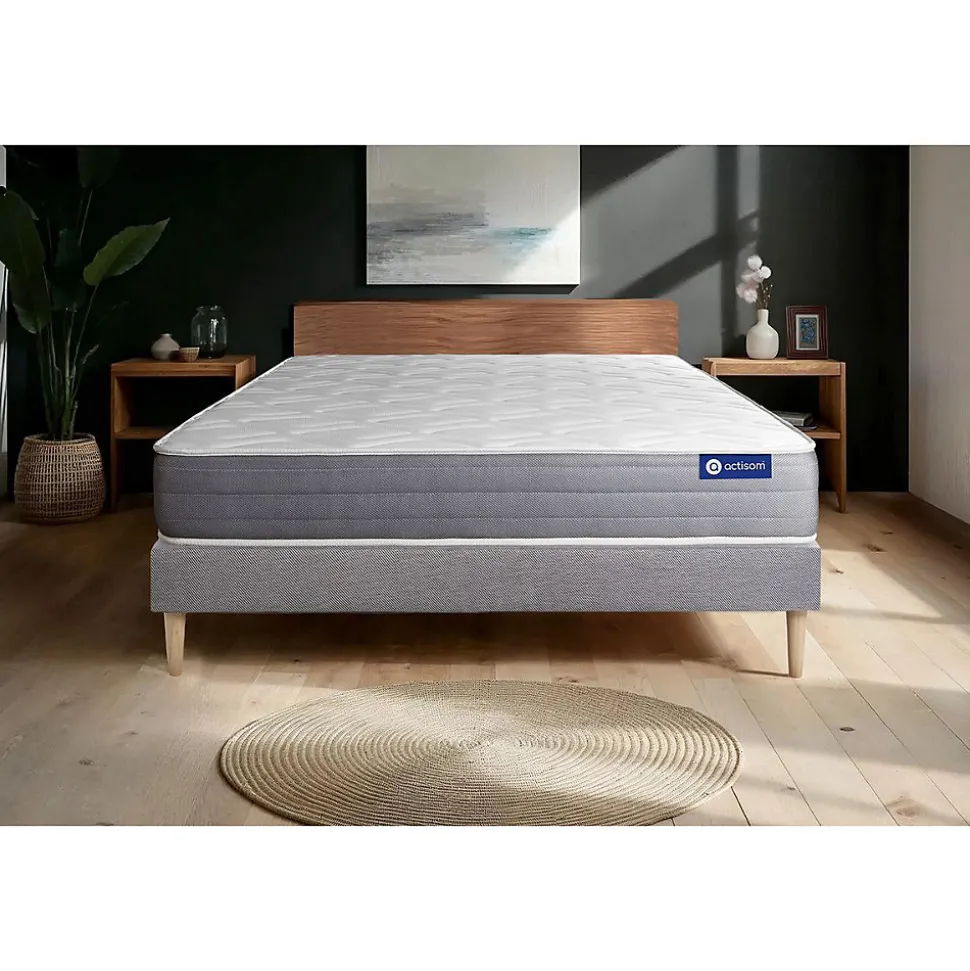 Ensemble Ressorts ensachés et mémoire de forme de confort Mi-ferme avec sommier kit