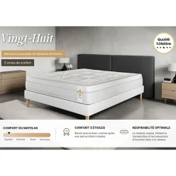 Ensemble Ressorts ensachés et mémoire de forme de confort Equilibré avec sommier kit
