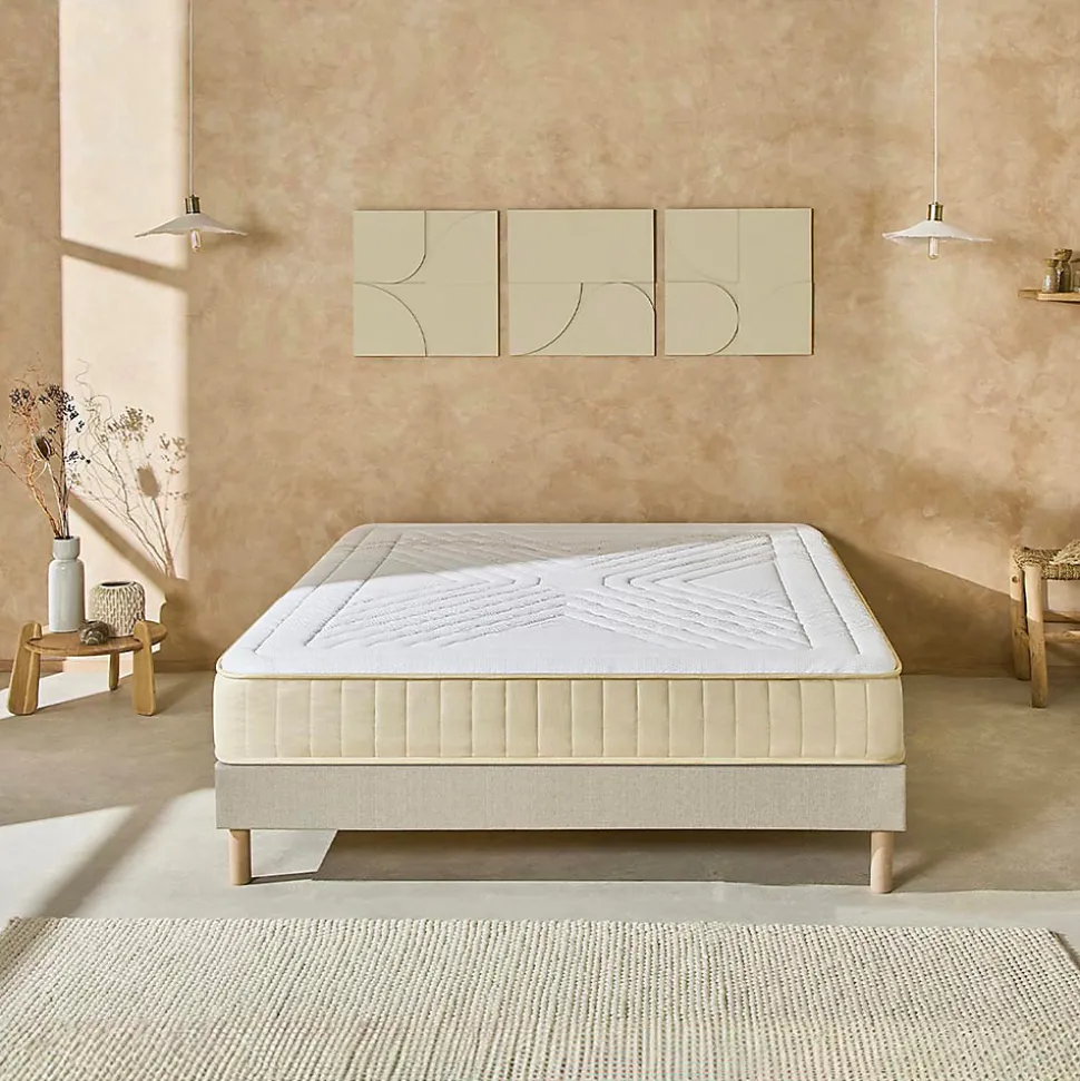 Ensemble Symphonie 2.0 140x190 cm Matelas Mousse + Sommier Bois
