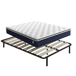 Ensemble 140x190 cm Matelas à ressorts + Sommier avec lattes larges, Epaisseur du Matelas 25cm