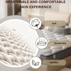 Ensemble 140x190 cm Matelas à ressorts + cadre de lit en métal de, Epaisseur du Matelas 20cm