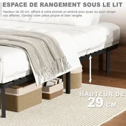 Ensemble 140x190 cm Matelas à ressorts +Sommier à Lattes sur Pieds, Epaisseur du Matelas 30cm