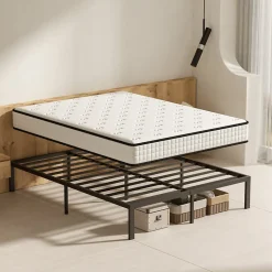 Ensemble 140x190 cm Matelas en mousse de 22 cm d'épaisseur + cadre de lit en métal