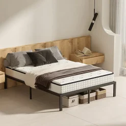 Ensemble 140x190 cm Matelas en mousse de 22 cm d'épaisseur + cadre de lit en métal