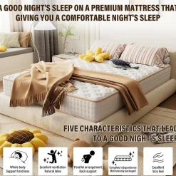 Ensemble 140x190 cm Matelas Mousse + Sommier à Lattes, Epaisseur du Matelas 18 cm