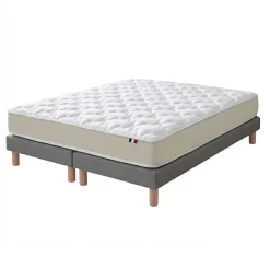 Ensemble 180x200 Matelas polylatex 80 kg/m3 et sommier tapissier beige