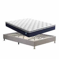 Ensemble 140x190cm Matelas à ressorts + Cadre de lit Plateforme Capitonné, Epaisseur du Matelas 20cm
