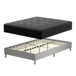 Ensemble 140x190cm Matelas à ressorts + Cadre de lit Plateforme Capitonné , Epaisseur du Matelas 30cm