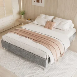 Ensemble 140x190cm Matelas en mousse + Cadre de lit Plateforme Capitonné, Epaisseur du Matelas 22cm