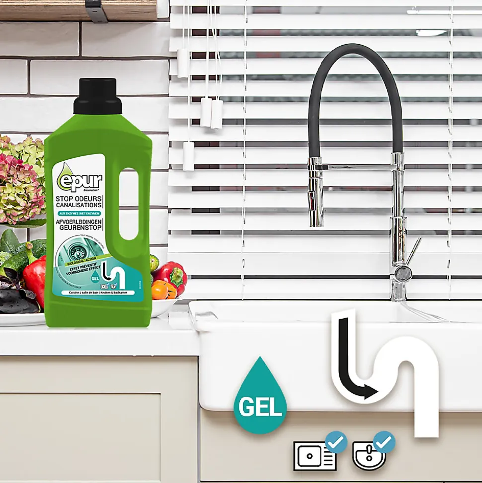 Entretien bio-gel stop odeurs canalisations Epur 1L
