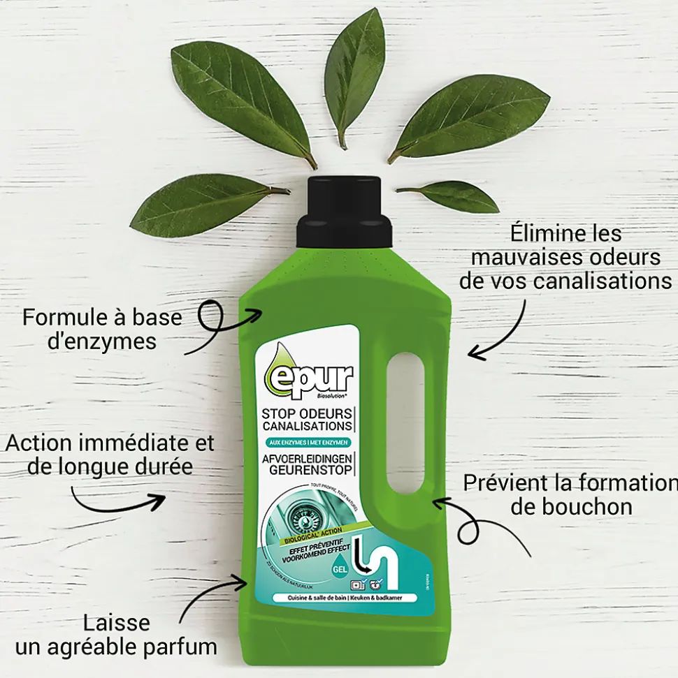 Entretien bio-gel stop odeurs canalisations Epur 1L