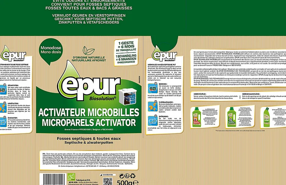 Entretien fosses septiques 6 mois activateur microbilles Epur