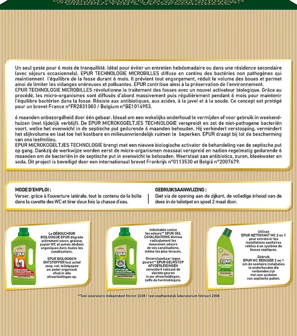 Entretien fosses septiques 6 mois activateur microbilles Epur