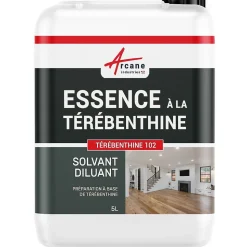Essence à la térébenthine pour entretien bois, pierre, cuir... : TEREBENTHINE 102 - 5 L - ARCANE INDUSTRIES
