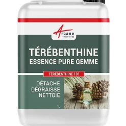 Essence de térébenthine pure gemme bois : TEREBENTHINE 101 - 1 L - ARCANE INDUSTRIES