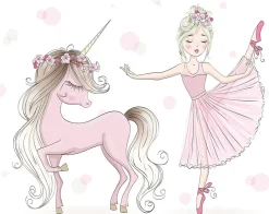 FALA lit d'enfant avec balustrade 140x70 Fille avec licorne