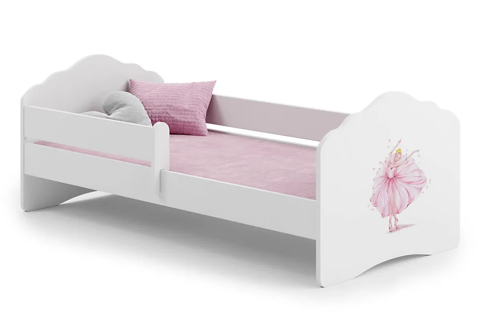 FALA lit d'enfant avec barreau 160x80 Princesse en couronne
