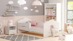 FALA lit enfant avec barreau 160x80 Fille avec ailes