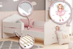 FALA lit enfant avec barreau 160x80 Fille avec ailes