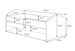 FALA lit enfant avec tiroir et barre 140x70 Fille avec licorne