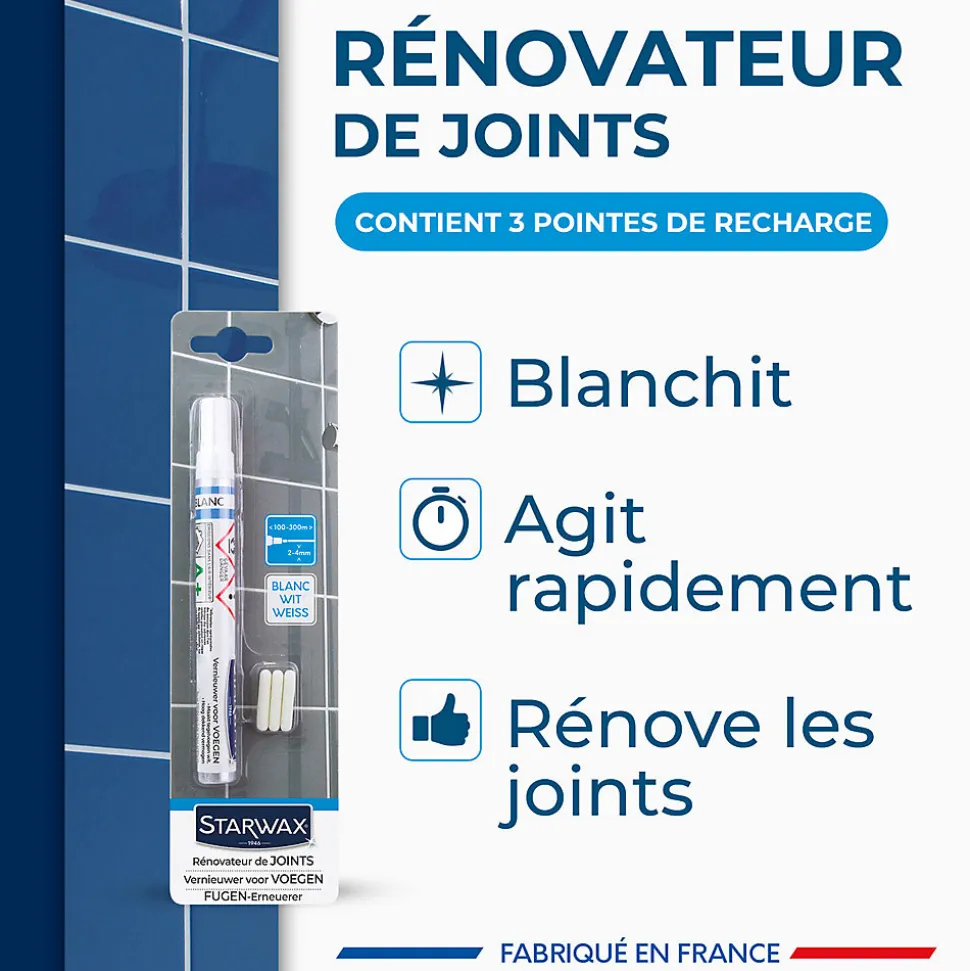 Feutre blanchisseur joints + 3 pointes de rechange Starwax