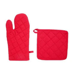 Gant et manique - coton - rouge - Atmosphera