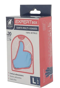 Gants multi-usage Elephant Expert Box nitrile taille 8/8,5 - 20 pièces