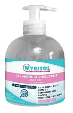 Gel hydroalcoolique flacon pompe 300ml Wyritol