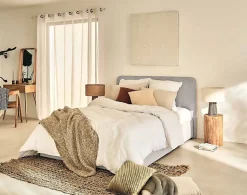 Goyave - lit coffre - 140x190 - en tissu - sommier inclus - Best Mobilier