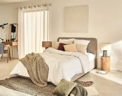 Goyave - lit coffre - 160x200 - en tissu - sommier inclus - Best Mobilier