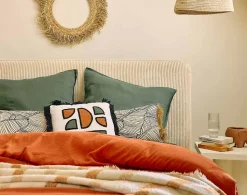 Goyave - lit coffre - 140x190 - en velours côtelé - sommier inclus - Best Mobilier