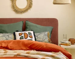 Goyave - lit coffre - 140x190 - en velours côtelé - sommier inclus - Best Mobilier