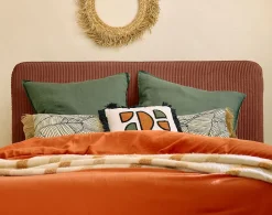 Goyave - lit coffre - 140x190 - en velours côtelé - sommier inclus - Best Mobilier