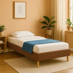 Gregory - Solide et Confortable Sommier Tapissier Marron + Pieds en 20 cm pour Matelas en 90x190-13 Lattes - Montage Rapide et Fac