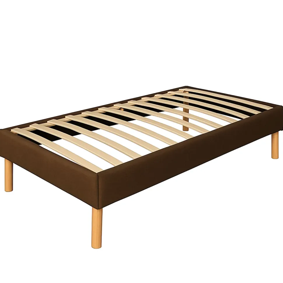 gregory - Solide et Confortable Sommier Tapissier marron + Pieds en 20 cm pour matelas en 90x190 - 13 Lattes - Montage Rapide et F