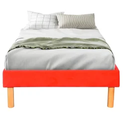 Gregory - Solide et Confortable Sommier Tapissier Rouge + Pieds en 20 cm pour Matelas en 90x190-13 Lattes