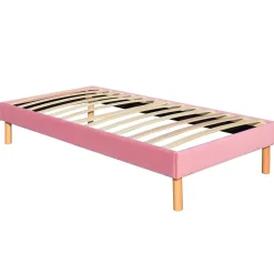 Gregory - Solide et Confortable Sommier Tapissier Rose + Pieds en 20 cm pour Matelas en 90x200-13 Lattes