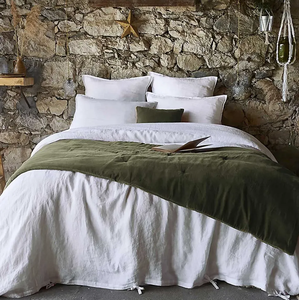 HARRIS - Chemin de Lit 90x200cm Velours de Coton Coloris Thym