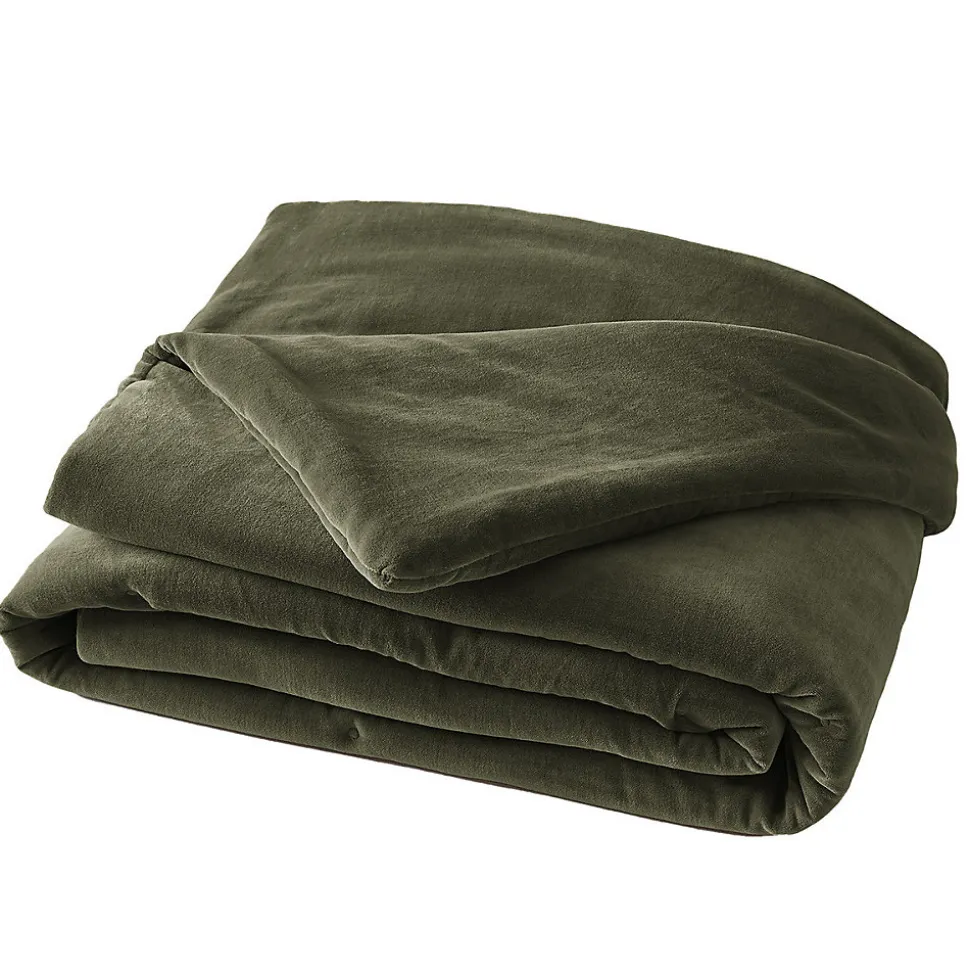 HARRIS - Chemin de Lit 90x200cm Velours de Coton Coloris Thym