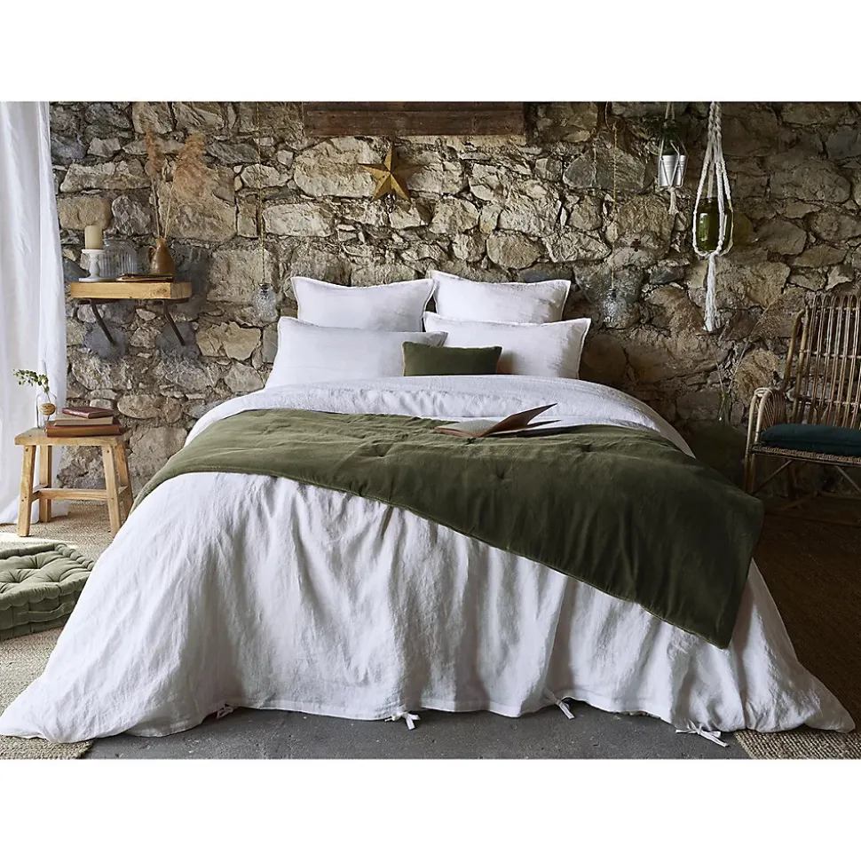 HARRIS - Chemin de Lit 90x200cm Velours de Coton Coloris Thym