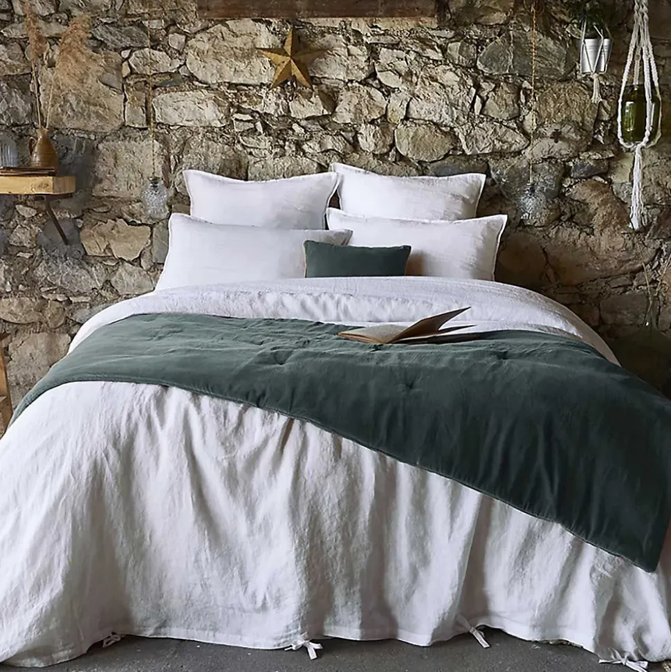 HARRIS - Chemin de Lit 90x200cm Velours de Coton Coloris Ardoise