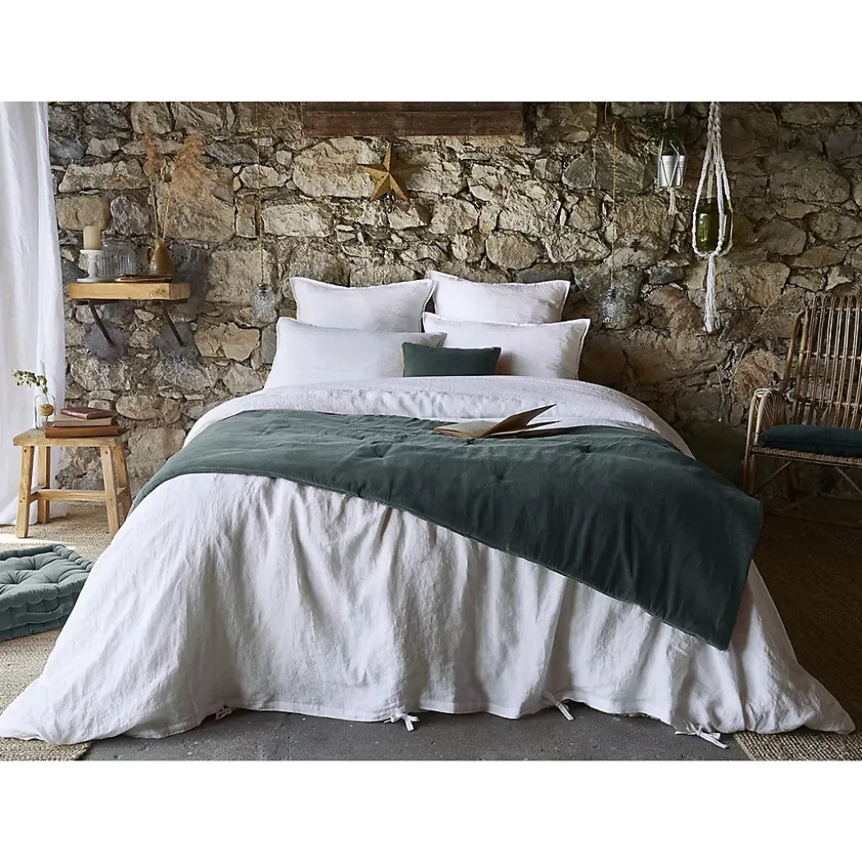 HARRIS - Chemin de Lit 90x200cm Velours de Coton Coloris Ardoise